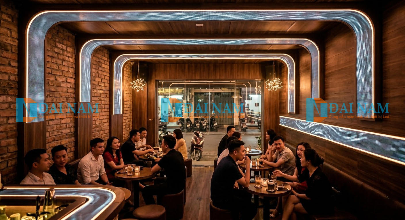 Lắp đặt màn hình led cho lounge nhỏ, quán pub trong nhà tại Việt Nam.