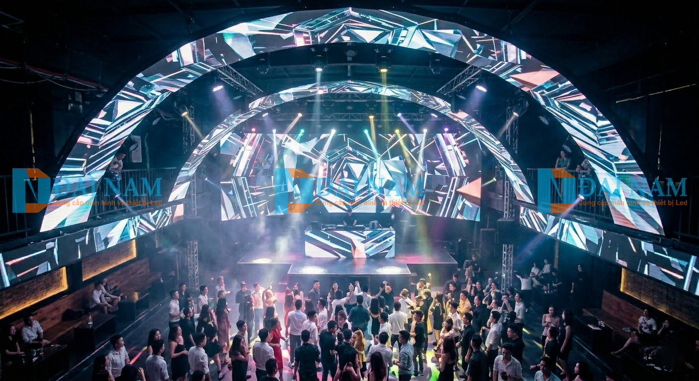 Dự án thi công màn hình led quán bar P3 cho sân khấu club lớn tại Việt Nam.