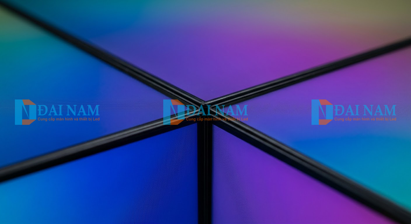 Cận cảnh viền màn hình ghép siêu mỏng giúp hình ảnh hiển thị liền mạch không bị đứt gãy.