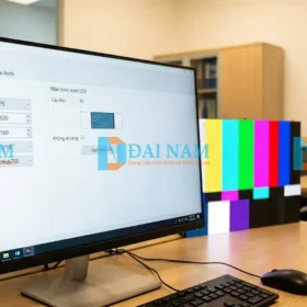 Giao diện thiết lập thông số IC và chế độ quét cho module LED P5 trên phần mềm máy tính.