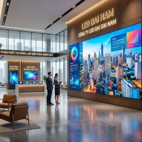 Toàn cảnh showroom hiện đại do công ty lắp màn hình led p2 Đại Nam thực hiện