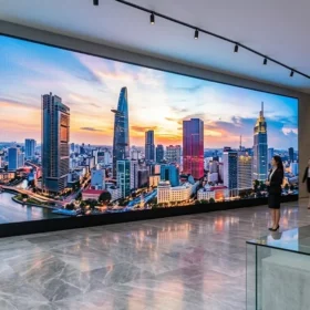 Hình ảnh từ công ty lắp màn hình led p2 tại showroom hiện đại.