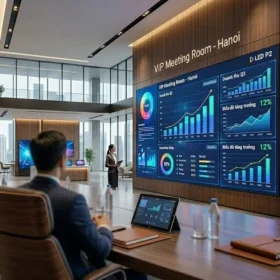 Mẫu màn hình sắc nét tại công ty lắp màn hình led p2 cho phòng họp VIP