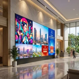Dịch vụ làm màn hình led hcm chuyên nghiệp thi công màn hình lớn cho sảnh khách sạn sang trọng.