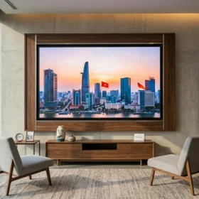 Kích thước màn hình led p2 hội trường nhỏ tỷ lệ vàng 120 inch cực đẹp