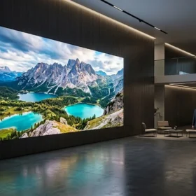 Tổng quan màn hình LED P3 hiển thị sắc nét trong không gian showroom hiện đại chuyên nghiệp