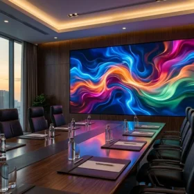 Ứng dụng thực tế màn hình led P3 trong phòng họp giao ban doanh nghiệp cao cấp.