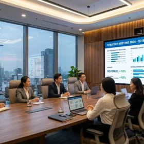 Màn hình led P3 lắp đặt cho phòng họp giúp hiển thị nội dung trình chiếu chi tiết