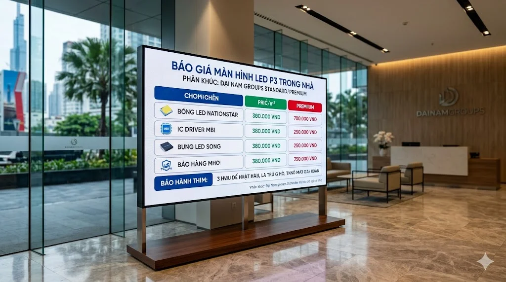 Bảng báo giá và các phân khúc linh kiện cho màn hình LED P3 trong nhà năm 2026