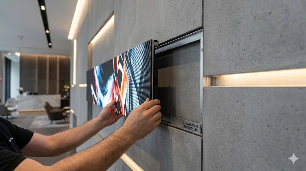 Giải pháp lắp đặt màn hình LED P3 trong nhà âm tường thẩm mỹ cho không gian hẹp