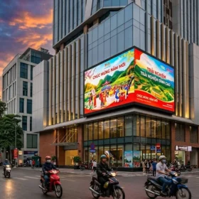 Tổng quan dự án lắp đặt màn hình LED P4 ngoài trời hiện đại tại mặt tiền tòa nhà