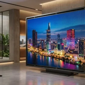 Màn hình led p4 ngoài trời hiển thị hình ảnh 4K sắc nét tại showroom LED Đại Nam