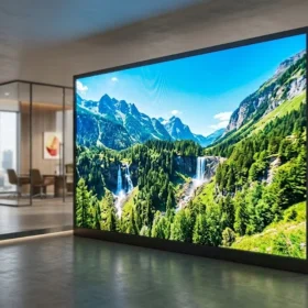 Toàn cảnh lắp đặt màn hình LED P5 trong nhà tại showroom hiện đại của LED Đại Nam