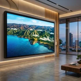 Màn hình led P5 trong nhà lắp đặt tại showroom sang trọng với hình ảnh sắc nét