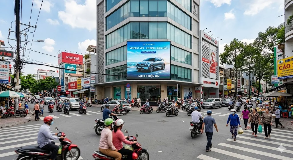 Mô phỏng khoảng cách nhìn và độ nét thực tế của màn hình led p6 ngoai troi chuyên dụng