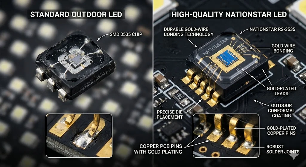 Cận cảnh bóng LED Nationstar chuyên dụng cho màn hình led p6 ngoai troi siêu bền