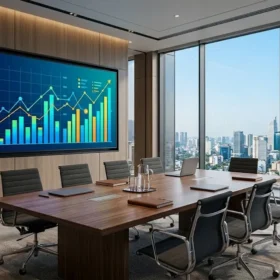 Toàn cảnh màn hình led phòng họp hiện đại lắp đặt tại văn phòng cao cấp TP.HCM