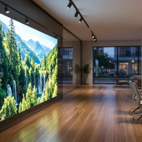 Hình ảnh tổng quan hệ thống màn hình led phòng họp cao cấp tại showroom Đại Nam.