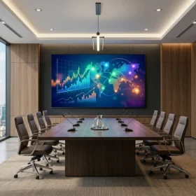 Thi công màn hình LED phòng họp chuyên nghiệp tại văn phòng hiện đại của LED Đại Nam