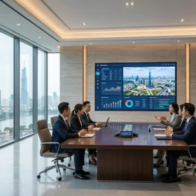 Màn hình led phòng họp thay thế máy chiếu truyền thống giúp hiển thị sắc nét khi bật đèn