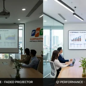 So sánh sự khác biệt về độ sáng giữa máy chiếu truyền thống và màn hình led phòng họp P2