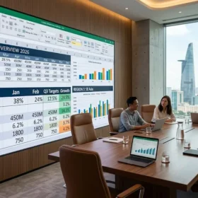 Khả năng hiển thị văn bản và file Excel cực nét trên màn hình led phòng họp P2