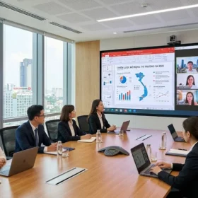 Giải pháp màn hình led phòng họp tích hợp hệ thống họp trực tuyến chuyên nghiệp