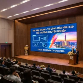 Toàn cảnh dự án thi công màn hình LED hội trường chuyên nghiệp và sang trọng của LED Đại Nam