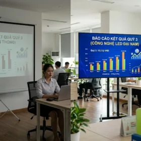 So sánh hiệu quả thi công màn hình LED hội trường thay thế máy chiếu truyền thống