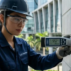 Kỹ sư thực hiện thí nghiệm kiểm định xây dựng đánh giá an toàn chịu lực hiện trường