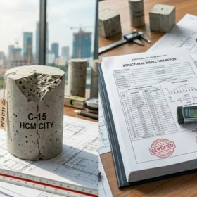 So sánh giữa thí nghiệm vật liệu và báo cáo thí nghiệm kiểm định xây dựng tổng thể