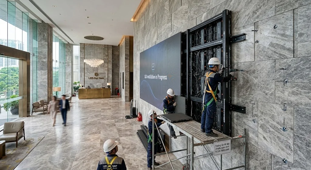 Thử nghiệm keo dán gạch đảm bảo an toàn tuyệt đối khi lắp đặt màn hình LED