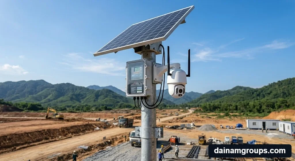 Hệ thống năng lượng mặt trời cho Giải pháp lắp đặt camera dùng sim 4g cho công trường vùng sâu