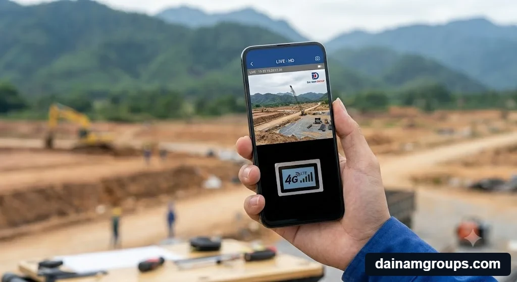 Giám sát từ xa qua Giải pháp lắp đặt camera dùng sim 4g cho công trường vùng sâu