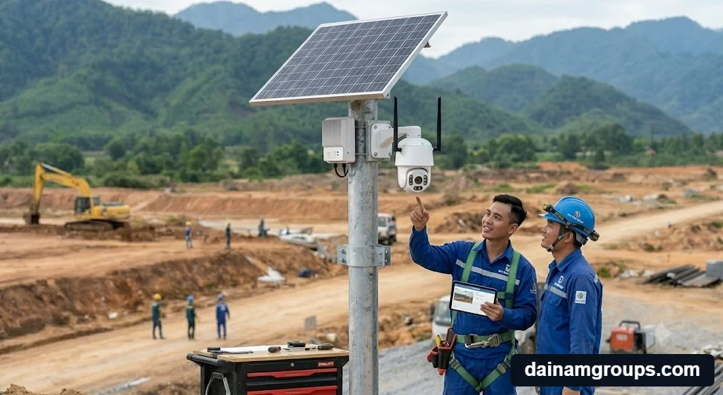 Đại Nam tư vấn Giải pháp lắp đặt camera dùng sim 4g cho công trường vùng sâu thực tế