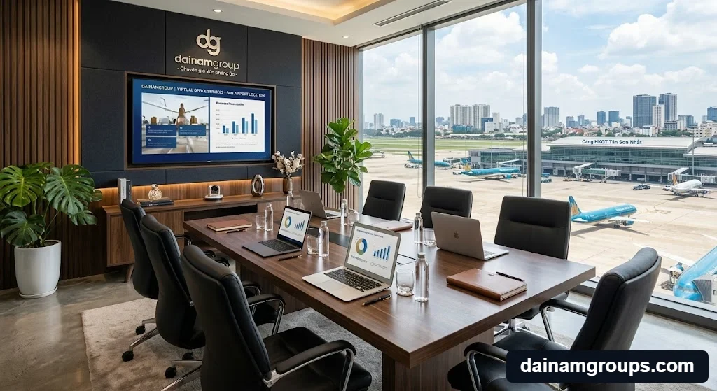 Tiện ích phòng họp hiện đại đi kèm dịch vụ văn phòng ảo gần sân bay cho doanh nghiệp