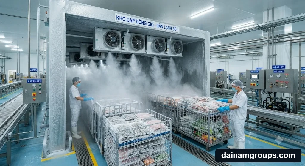 Nguyên lý hoạt động và cấu tạo của kho cấp đông gió công nghiệp